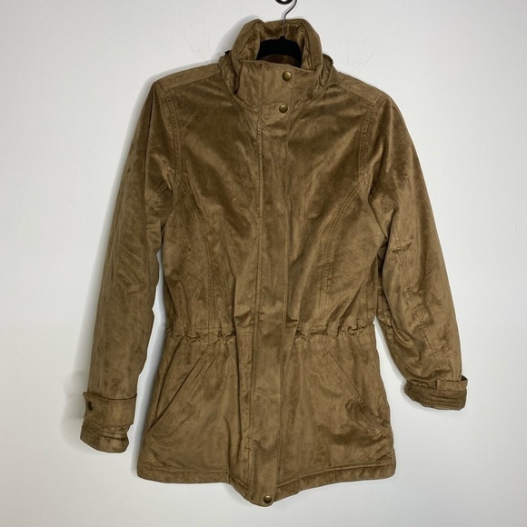 L.L. Bean Faux Suede Coat Puffy Soft XS Brown - Picture 1 of 9